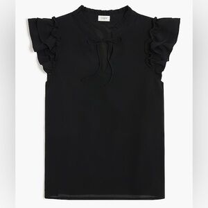 Short-sleeve ruffle-shoulder top